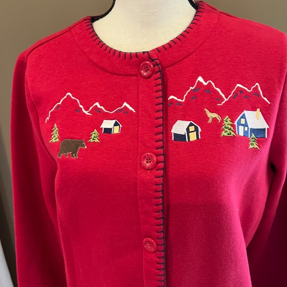 Breckenridge Women's Red Country Christmas Embroidered Jacket, Size Medium - Picture 2 of 12